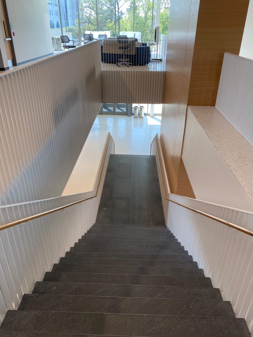 The view of the staircase from the second floor